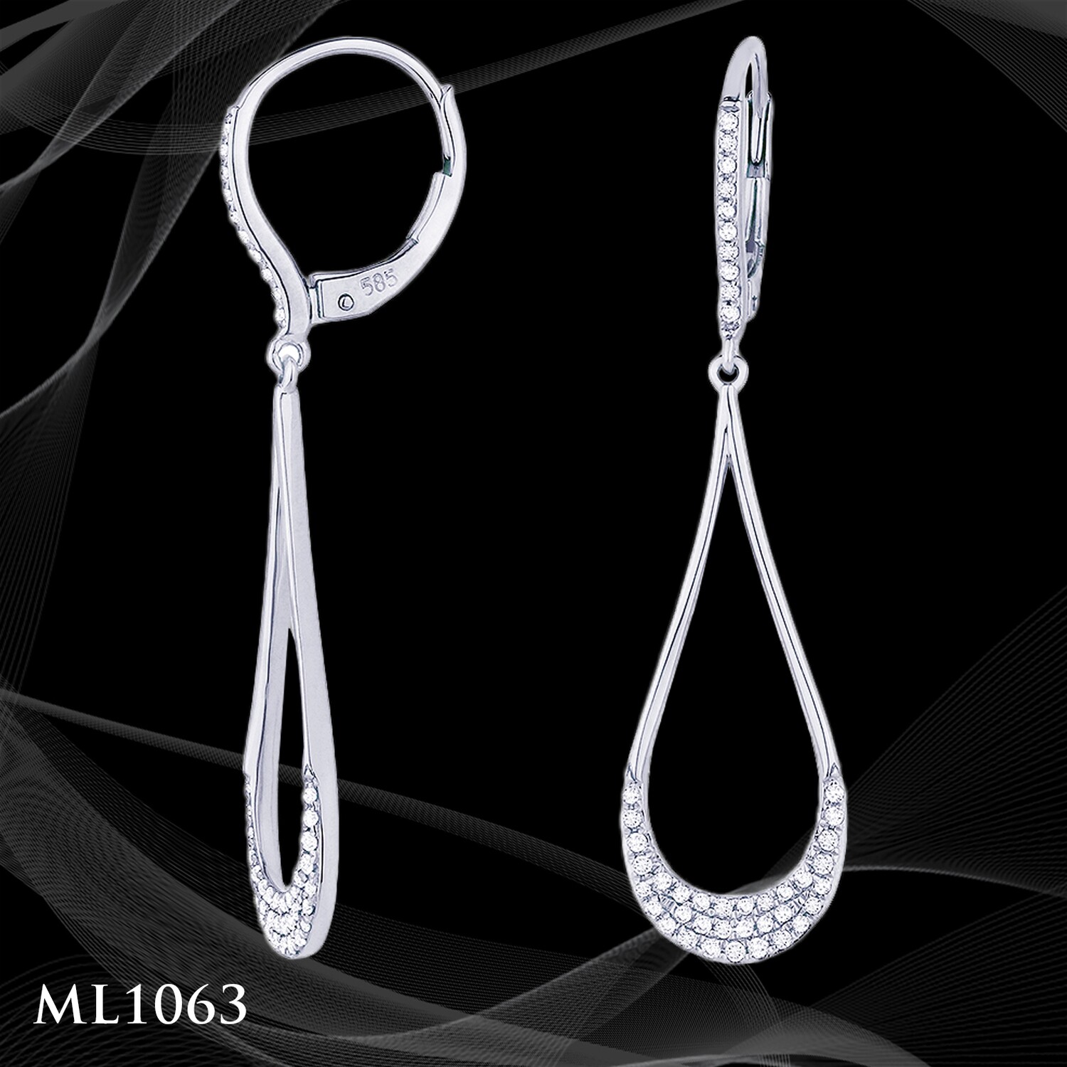 14 Karat White Gold Tear Shape Drop Earrings 14 Karat White Gold Tear Shape Drop Earrings