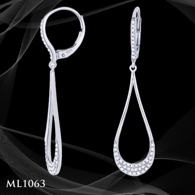 14 Karat White Gold Tear Shape Drop Earrings 14 Karat White Gold Tear Shape Drop Earrings