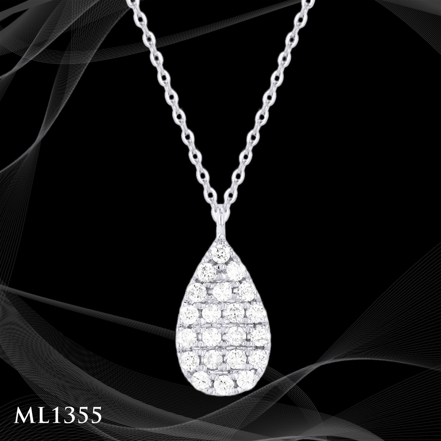 14 Karat White Gold Pear Shape Pave Pendant 14 Karat White Gold Pear Shape Pave Pendant