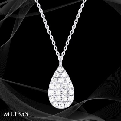14 Karat White Gold Pear Shape Pave Pendant 14 Karat White Gold Pear Shape Pave Pendant