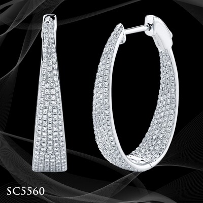 14 Karat White Gold Pave Hoop Earring 14 Karat White Gold Pave Hoop Earring