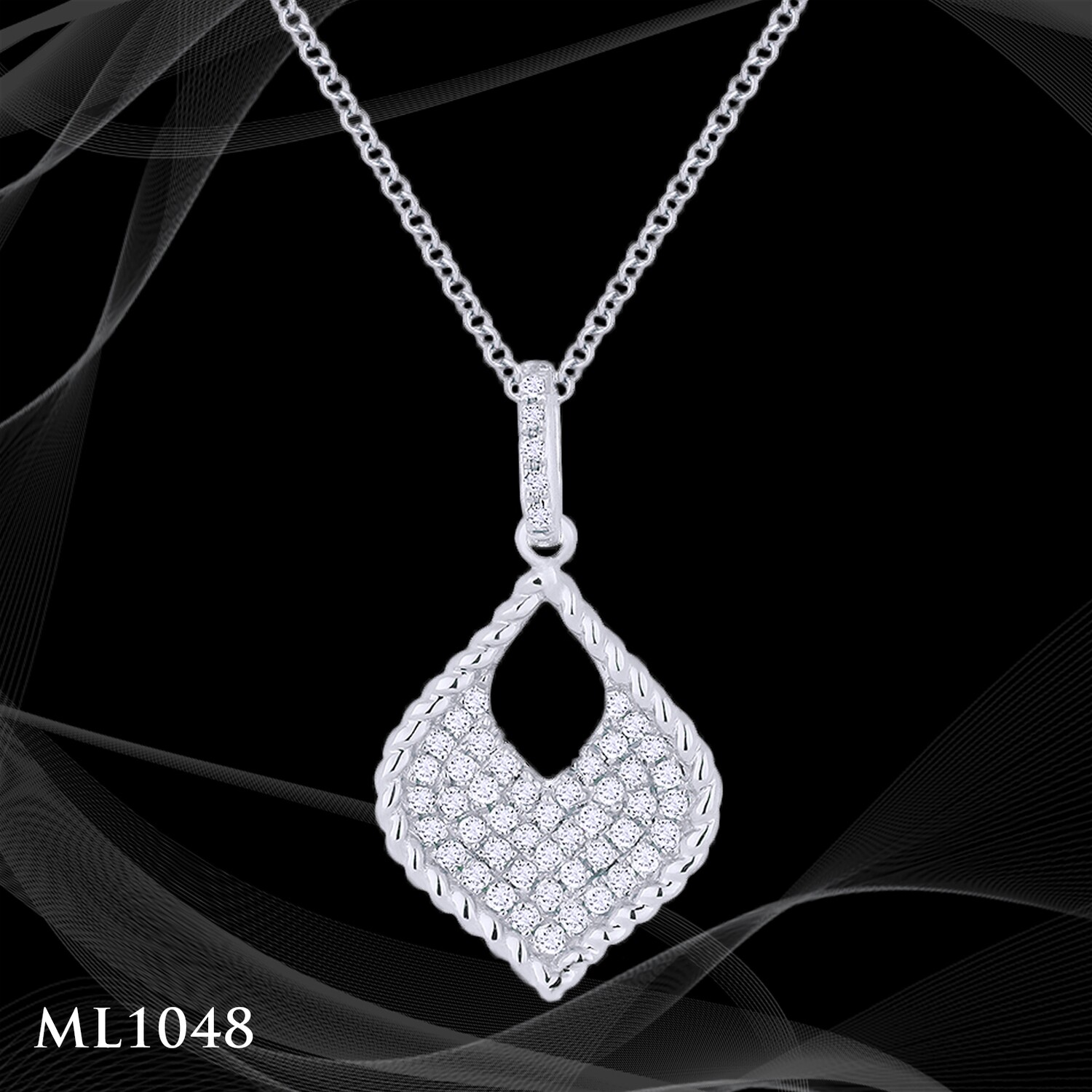 14 Karat White Gold Pave Diamond Pendant 14 Karat White Gold Pave Diamond Pendant