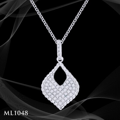 14 Karat White Gold Pave Diamond Pendant 14 Karat White Gold Pave Diamond Pendant