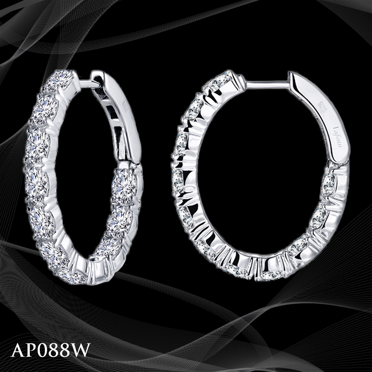 14 Karat White Gold Diamond Hoops 14 Karat White Gold Diamond Hoops