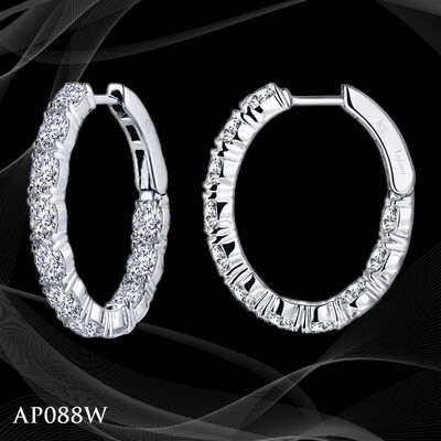 14 Karat White Gold Diamond Hoops 14 Karat White Gold Diamond Hoops