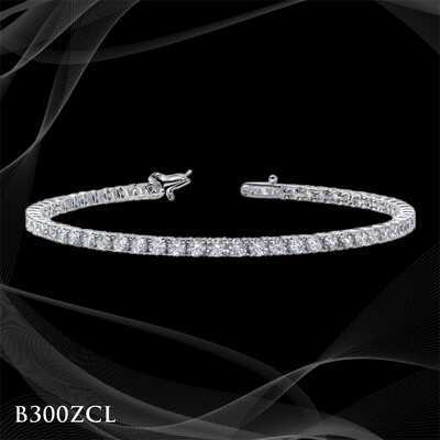 PLATINUM PLATED STERLING SILVER 7" TENNIS BRACELET FEATURING 3.25 CTS OF SIMULATED DIAMONDS