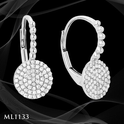 14 Karat white gold diamond pave dangle earrings. 14 Karat white gold diamond pave dangle earrings.