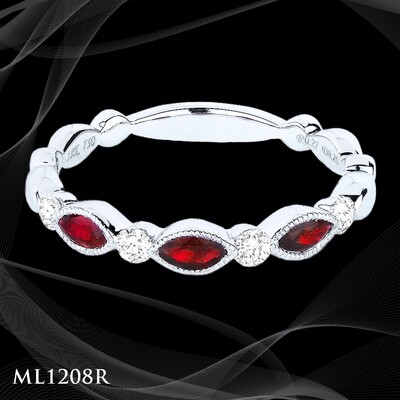 14 Karat white gold ruby and diamond ladies fashion ring 14 Karat white gold ruby and diamond ladies fashion ring