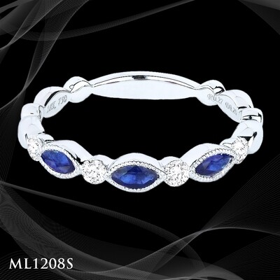 14 Karat white gold sapphire and diamond ladies fashion ring. 14 Karat white gold sapphire and diamond ladies fashion ring.
