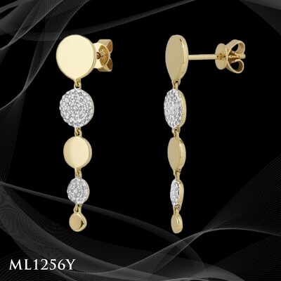14 Karat two-tone diamond pave drop earrings. 14 Karat two-tone diamond pave drop earrings.