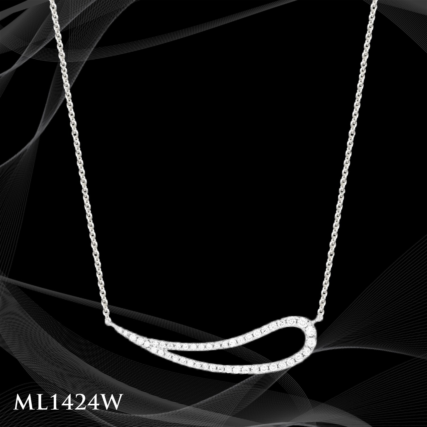 14 Karat white gold diamond pendant. 14 Karat white gold diamond pendant.