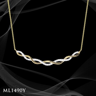 14 Karat yellow gold twisted diamond pendant. 14 Karat yellow gold twisted diamond pendant.