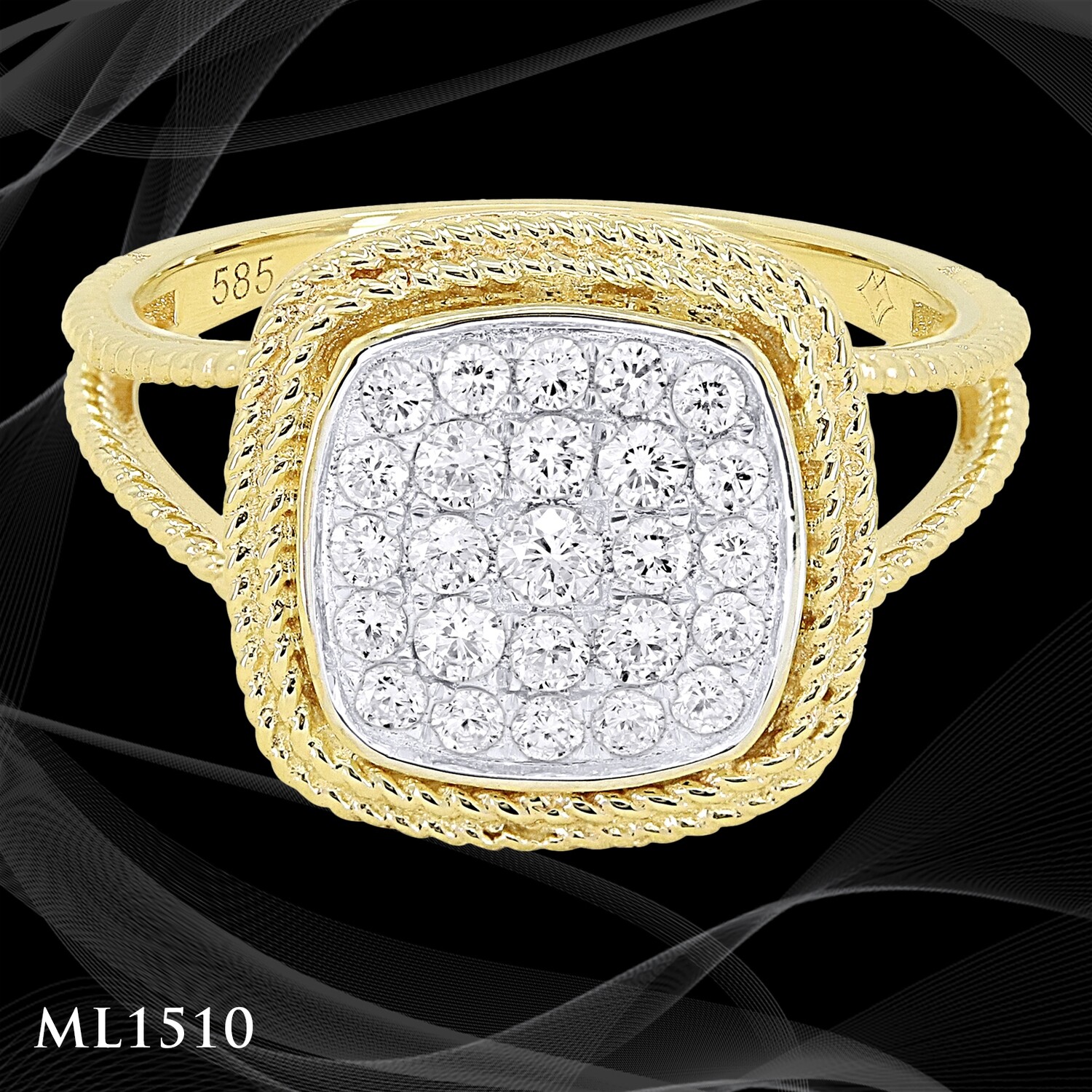 14 Karat yellow gold ladies diamond pave fashion ring 14 Karat yellow gold ladies diamond pave fashion ring