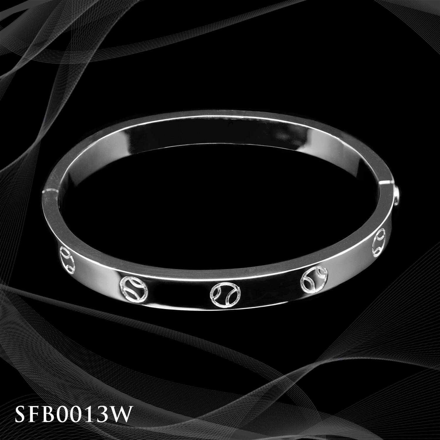 Sterling Silver Tennis Ball Bangle Bracelet Sterling Silver Tennis Ball Bangle Bracelet