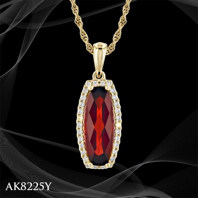 14 KARAT YELLOW GOLD DIAMOND AND GARNET PENDANT 14 KARAT YELLOW GOLD DIAMOND AND GARNET PENDANT