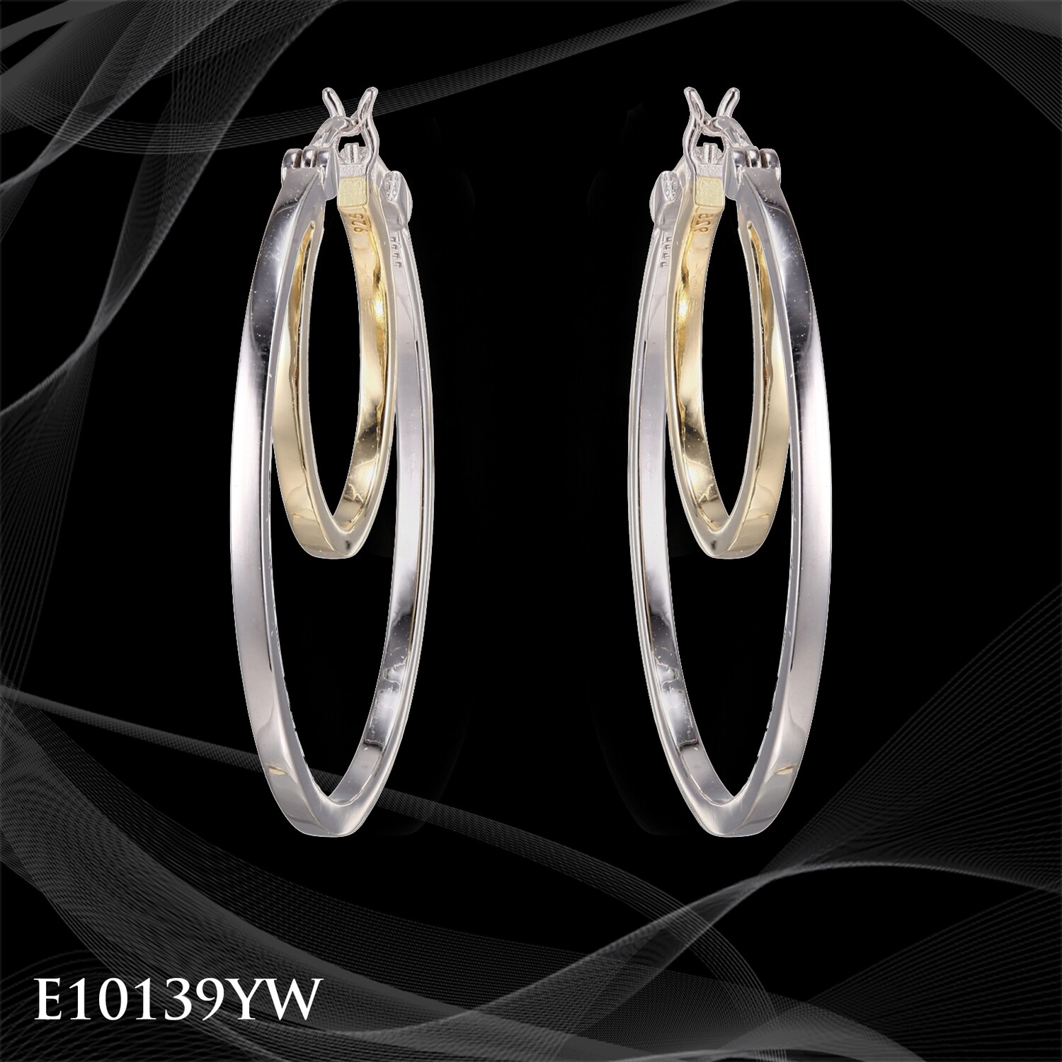 TWO-TONE STERLING SILVER HOOP EARRINGS TWO-TONE STERLING SILVER HOOP EARRINGS