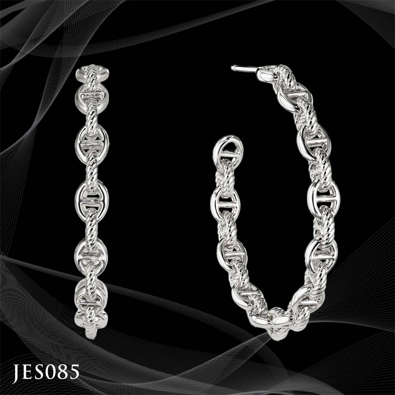 Judith Ripka Sterling Silver Chain Link Hoop Earrings Judith Ripka Sterling Silver Chain Link Hoop Earrings