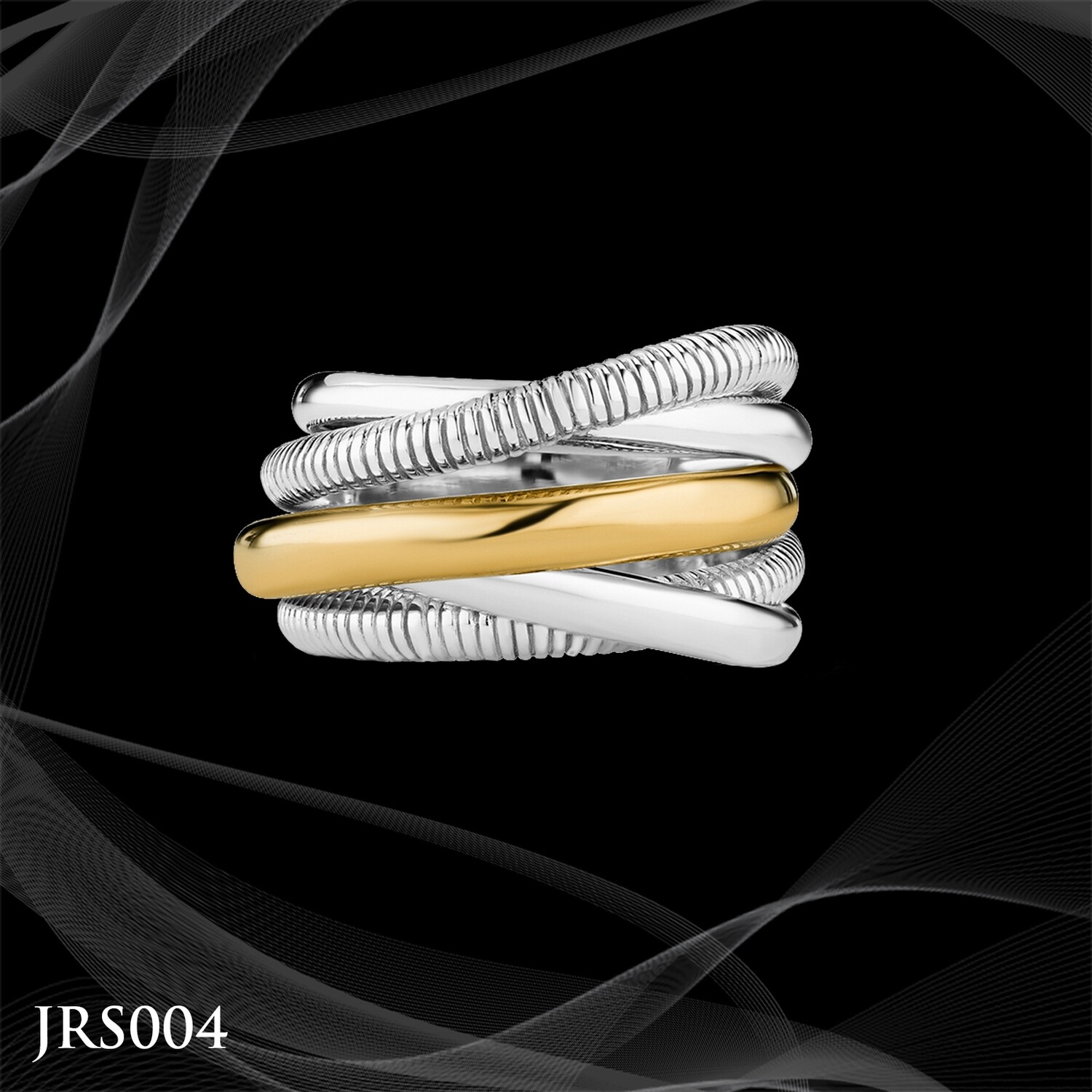 Judith Ripka Sterling Silver and 18 Karat Gold Eternity Highway Ring Judith Ripka Sterling Silver and 18 Karat Gold Eternity Highway Ring