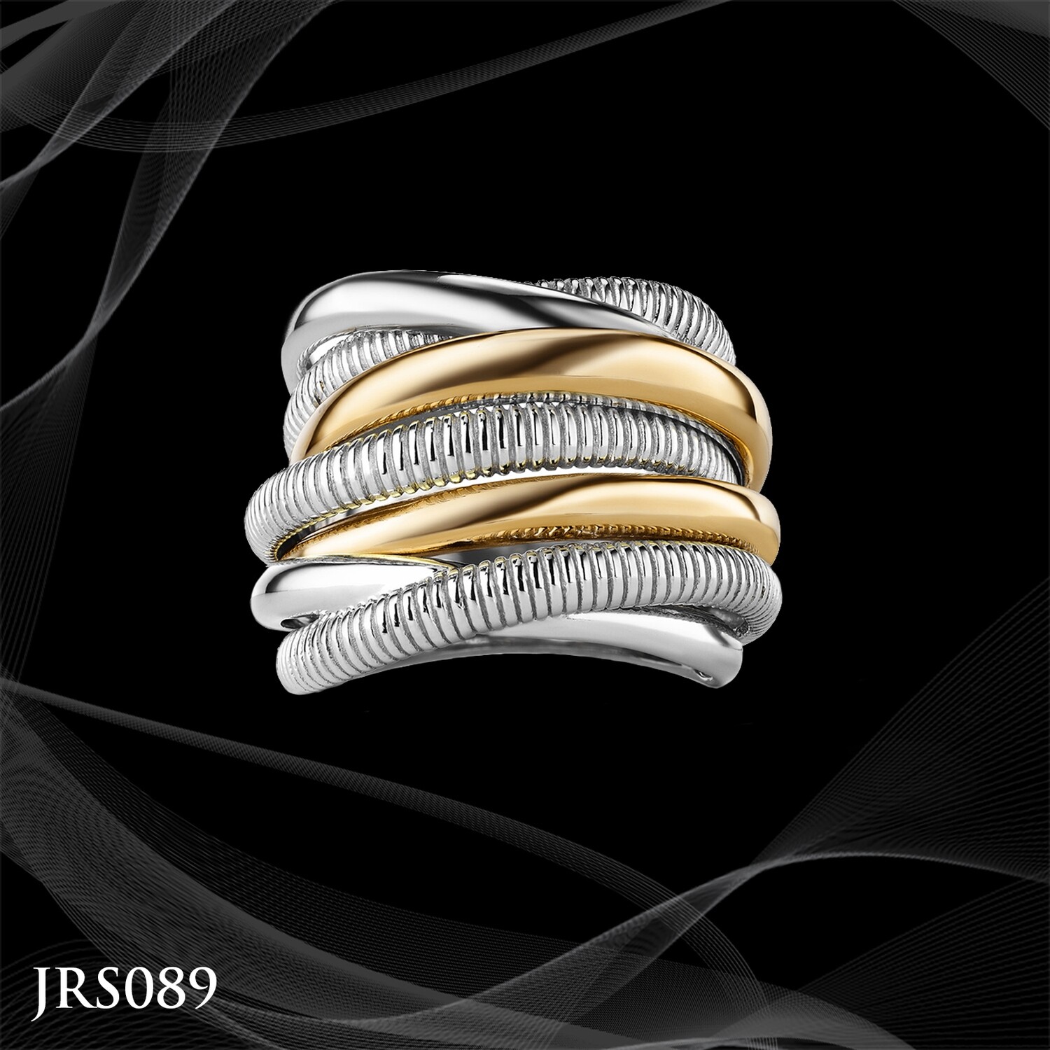 Judith Ripka Sterling Silver and 18 Karat Gold Eternity Highway Ring Judith Ripka Sterling Silver and 18 Karat Gold Eternity Highway Ring