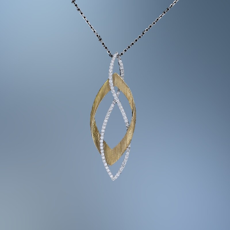 14KT TWO-TONE DIAMOND PENDANT FEATURING 76 ROUND BRILLIANT CUT DIAMONDS TOTALING 0.04 CTS.