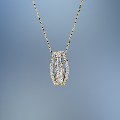 14KT YELLOW GOLD DIAMOND PENDANT FEATURING 31 ROUND BRILLIANT CUT DIAMONDS TOTALING 1.00 CTS