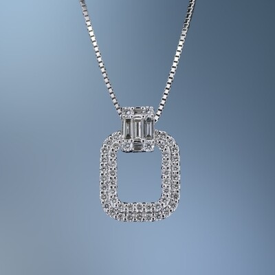 14KT WHITE GOLD DIAMOND PENDANT FEATURING 53 ROUND BRILLIANT CUT DIAMONDS TOTALING 0.72 CTS
