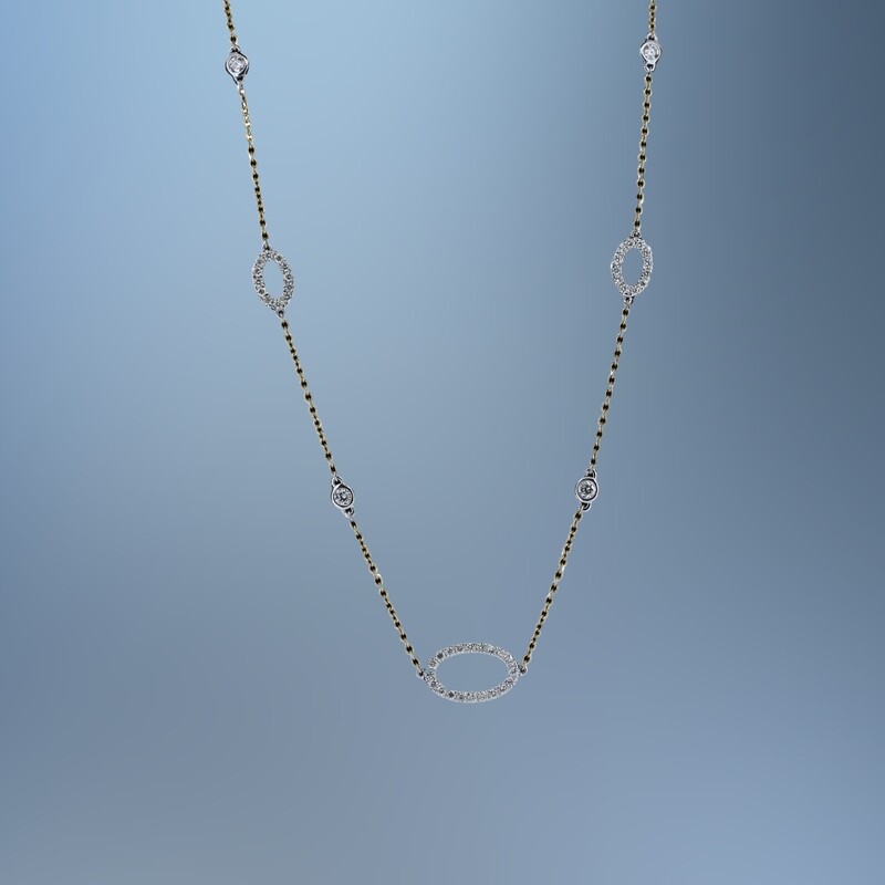 14KT 18" YELLOW GOLD DIAMOND NECKLACE FEATURING 1.64 CTS OF ROUND BRILLIANT DIAMONDS