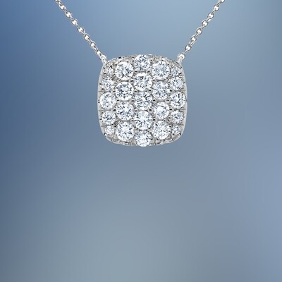 14KT WHITE GOLD DIAMOND PENDANT FEATURING 23 ROUND BRILLIANT CUT DIAMONDS TOTALING 1.09CTS