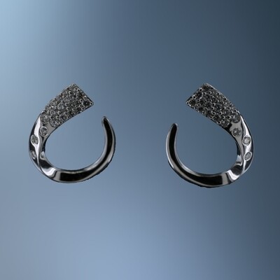 14KT WHITE GOLD DIAMOND HOOP EARRINGS FEATURING 42 ROUND BRILLIANT CUT DIAMONDS TOTALING .53 CTS
