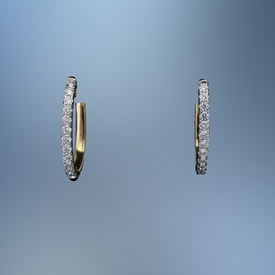 14KT YELLOW GOLD DIAMOND HOOP EARRINGS FEATURING ROUND BRILLIANT CUT DIAMONDS TOTALING 0.50 CTS