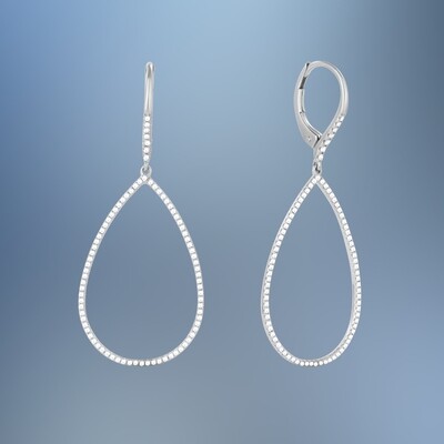 14 KT WHITE GOLD DIAMOND DROP EARRINGS FEATURING 168 ROUND BRILLIANT CUT DIAMONDS TOTALING 0.45 CTS