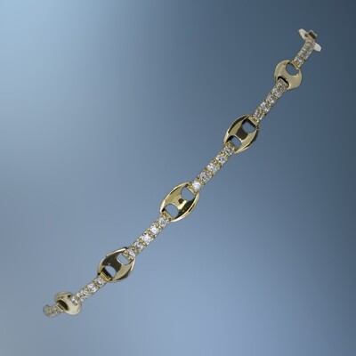 18KT YELLOW GOLD BRACELET FEATURING 55 ROUND BRILLIANT DIAMOND TOTALING .90 CTS