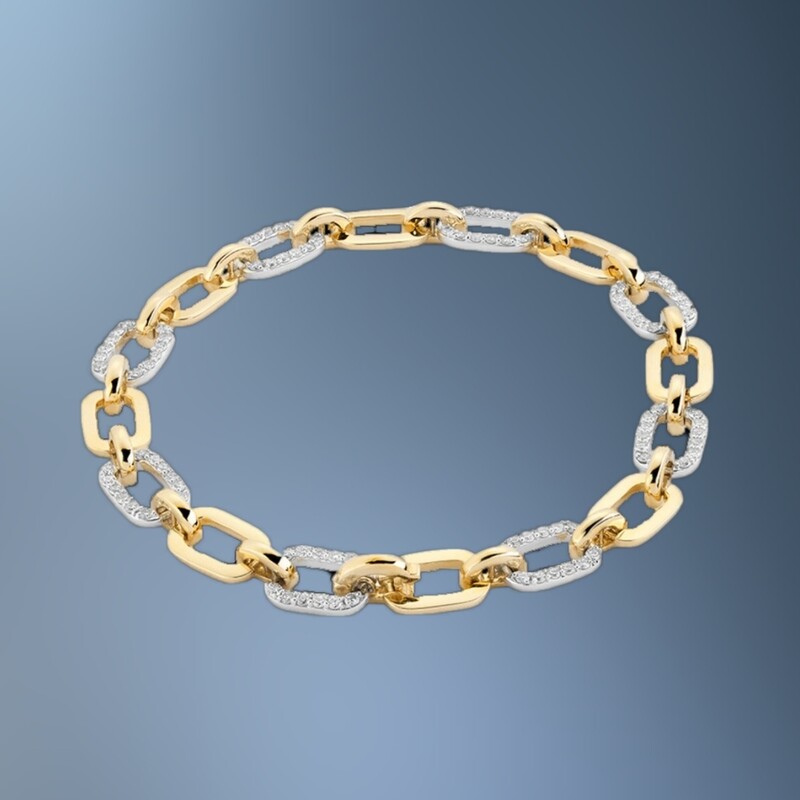 14KT TWO TONE DIAMOND BRACELET FEATURING 1.10 CTS OF ROUND BRILLIANT DIAMONDS