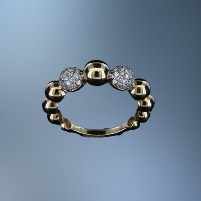 14KT YELLOW GOLD DIAMOND FASHION RING FEATURING 52 ROUND BRILLIANT CUT DIAMONDS TOTALING 0.32 CTS