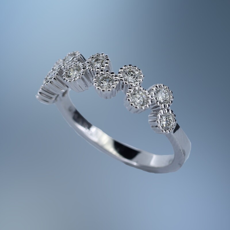 ONE 14KT WHITE GOLD LADYS NATURAL DIAMOND RING CONTAINING .47 CTS TOTAL WEIGHT OF NATURAL ROUND BRILLIANT CUT DIAMONDS