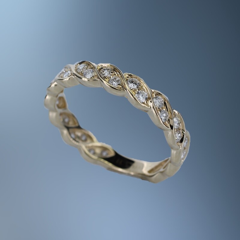 ONE 14KT YELLOW GOLD LADYS DIAMOND RING CONTAINING .51 CTS OF NATURAL ROUND BRILLIANT CUT DIAMONDS 