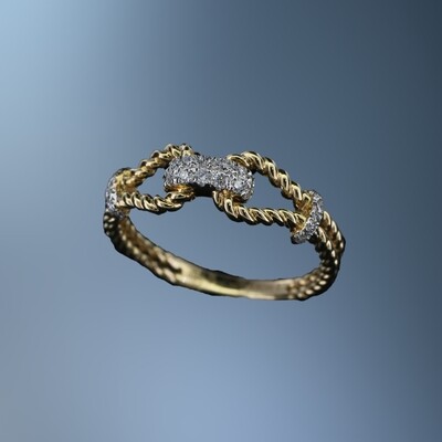14KT YELLOW GOLD DIAMOND FASHION RING FEATURING 26 ROUND BRILLIANT DIAMONDS TOTALING .17 CTS