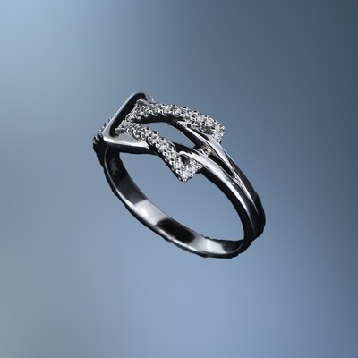 14KT WHITE GOLD DIAMOND FASHION RING FEATURING 30 ROUND BRILLIANT CUT DIAMONDS TOTALING 0.15 CTS
