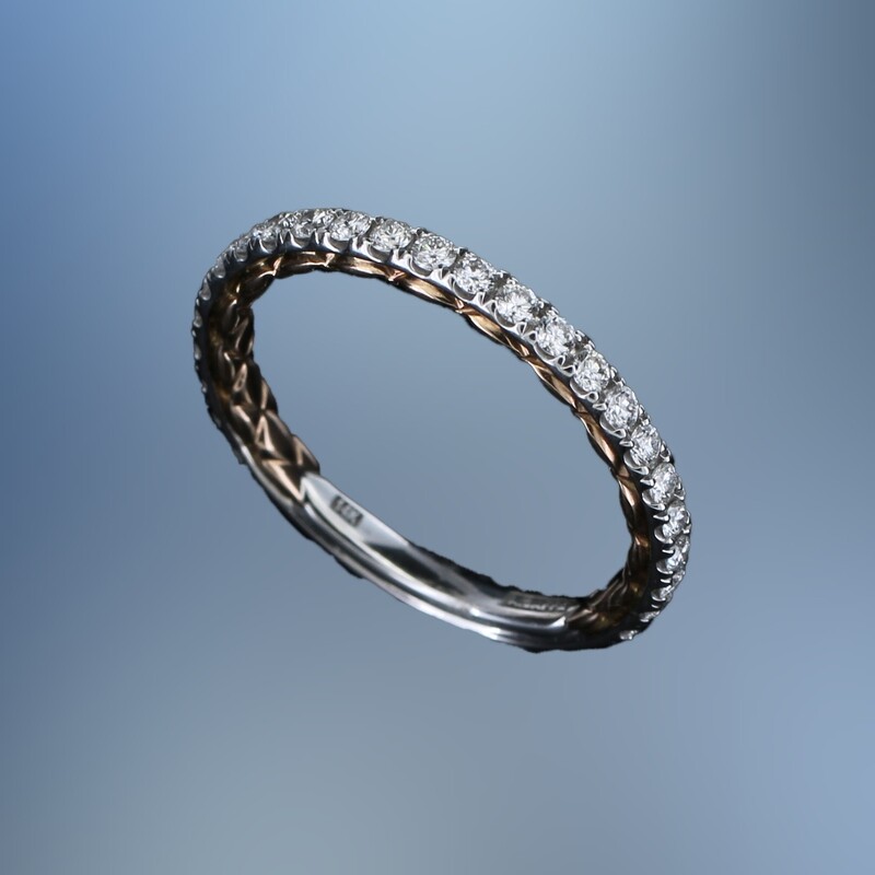 A. JAFFE 14KT WHITE AND ROSE GOLD WEDDING BAND