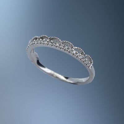 14KT WHITE GOLD DIAMOND WEDDING BAND FEATURING 27 ROUND BRILLIANT CUT DIAMONDS TOTALING .14 CTS