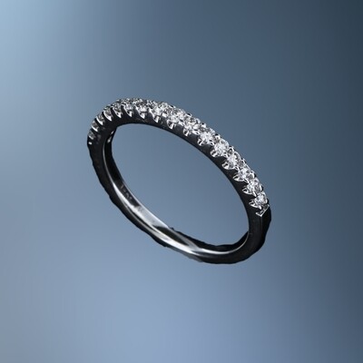 14KT WHITE GOLD WEDDING BAND FEATURING 16 ROUND BRILLIANT CUT DIAMONDS TOTALING 0.31 CTS
