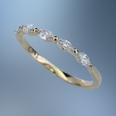 14KT YELLOW GOLD DIAMOND WEDDING BAND FEATURING 5 MARQUISE DIAMONDS TOTALING .33 CTS