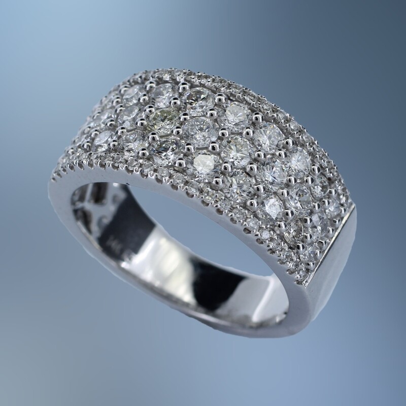 14KT WHITE GOLD DIAMOND ANNIVERSARY BAND FEATURING 73 ROUND BRILLIANT CUT DIAMONDS TOTALING  1.73 CTS