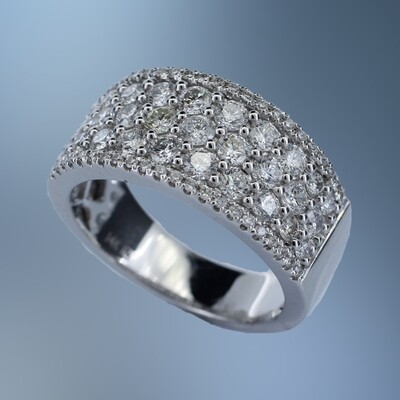 14KT WHITE GOLD DIAMOND ANNIVERSARY BAND FEATURING 73 ROUND BRILLIANT CUT DIAMONDS TOTALING 1.73 CTS