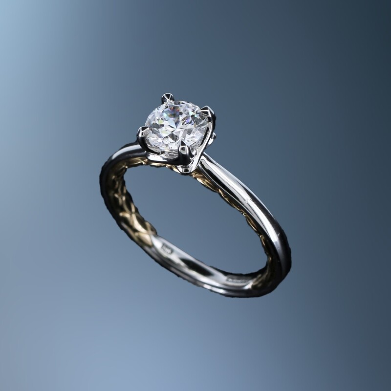 A. JAFFE 14KT TWO TONE SOLITAIRE ENGAGEMENT RING SETTING A. JAFFE 14KT TWO TONE SOLITAIRE ENGAGEMENT RING SETTING
