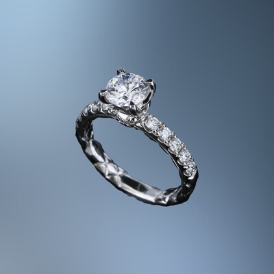 A. JAFFE 14KT WHITE GOLD ENGAGEMENT RING FEATURING 12 ROUND BRILLIANT CUT DIAMONDS TOTALING 0.46 CTS