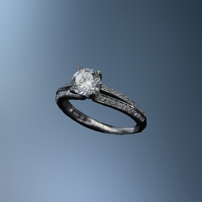 14K WHITE GOLD SEMI MOUNT W/ SPLIT SHANK & MILGRAIN EDGES FEATURING  44 ROUND BRILLIANT CUT DIAMONDS TOTALING .20 CTS
