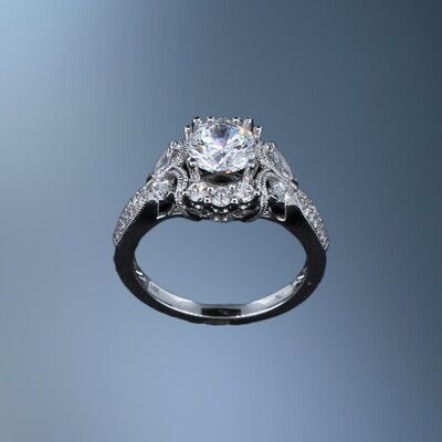 ​14KT WHITE GOLD ENGAGEMENT RING FEATURING 54 ROUND BRILLIANT CUT DIAMONDS TOTALING 0.36CTS.