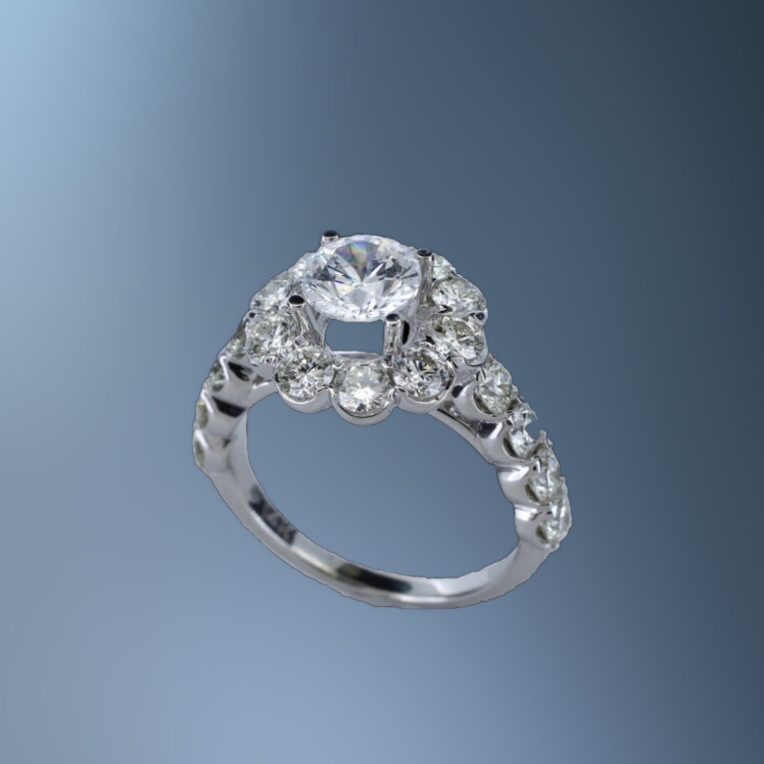 ONE 14KT WHITE GOLD DIAMOND ENGAGEMENT RING