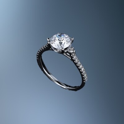 14 KT WHITE GOLD ENGAGEMENT RING SEMI MOUNT FEATURING 20 ROUND BRILLIANT CUT DIAMONDS TOTALING 0.12CTS